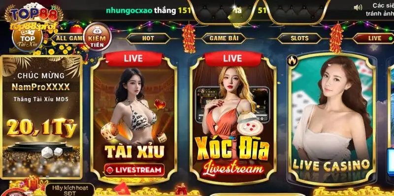 Xóc đĩa live TOP88