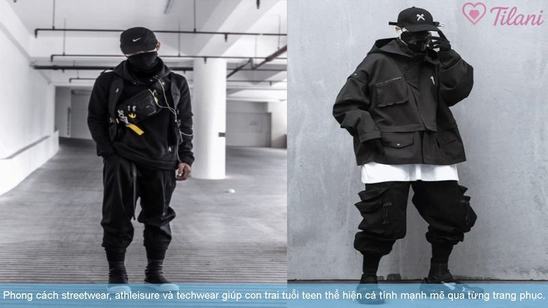 Phong cách streetwear giúp con trai tuổi teen thể hiện cá tính mạnh mẽ qua từng trang phục.