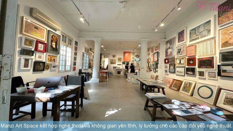 Manzi Art Space kết hợp nghệ thuật và không gian yên tĩnh, lý tưởng cho các cặp đôi yêu nghệ thuật.