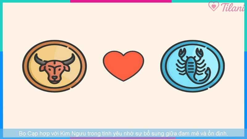 Bọ Cạp hợp với Kim Ngưu trong tình yêu nhờ sự bổ sung giữa đam mê và ổn định.