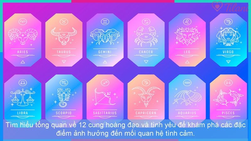 Tìm hiểu tổng quan về 12 cung hoàng đạo và tình yêu để khám phá các đặc điểm ảnh hưởng đến mối quan hệ tình cảm.