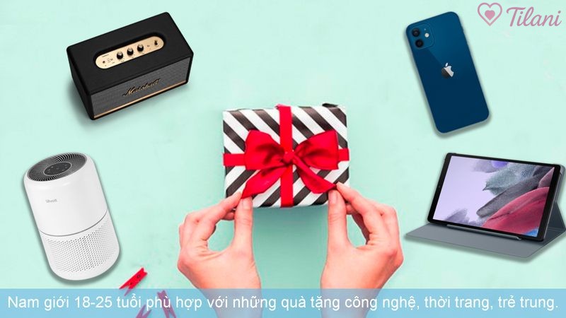 Nam giới 18-25 tuổi phù hợp với những quà tặng công nghệ, thời trang, trẻ trung.